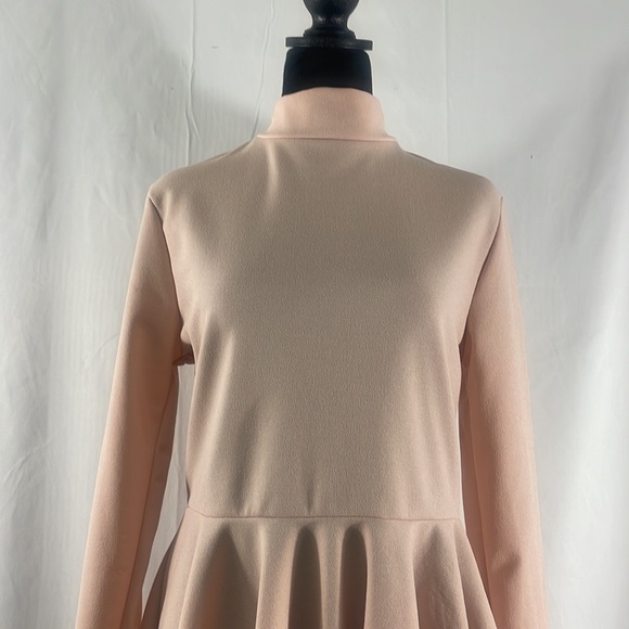 Blush pink,Mock turtle neck,long sleeve, high low ruffle top,dress,large - Picture 2 of 12